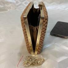 Luxury Rhinestone Clutch Bag - For Weddings, Parties And Special Events - Café - Ver 3