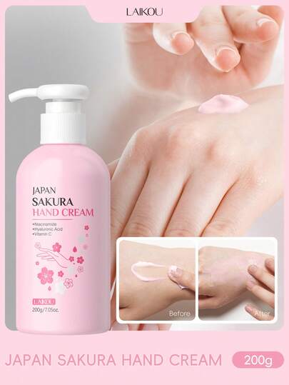 1支日本来光樱花护手霜，200克，抚平细纹，便携式护手霜，适合所有肤质，海滩使用