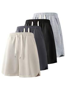 Women's Sports Shorts, Mid-Rise Running Shorts, Pocket Drawstring Sports Shorts, Suitable For Outdoor, Hiking, Fitness, Sports - Khaki - View 1