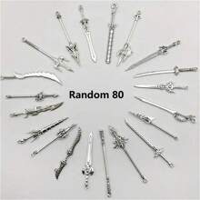 20/30/50/60/80/100pcs Mixed Vintage Silver Color Zinc Alloy Knight Sword, Gun And Bow Charms, Suitable For DIY Weapon Decorations, Jewelry Making And Crafts