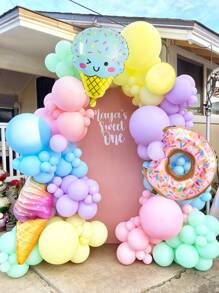139 Stücke Süßigkeiten & Eis Geburtstags-thematischer Ballon Bogen Set, beinhaltet Donuts, Regenbogen Eiscreme Ballons, Makronen rosa/lila/blau/gelb/grün Latexballons für Geburtstagsparty, Sommerfestdekoration, Eisparten Dekoration, Makronen Geburtstagsthema, süße Ballondekoration, Dessert Geburtstagsparty Ballons, Jahrestag, Prinzessinnen Geburtstag, Mädchen Geburtstags Ballondekoration