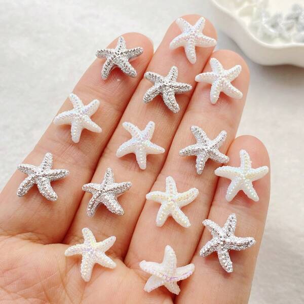40 Pcs Mixed Color Resin Starfish Rhinestone Flat Back Mini Stars, Suitable For DIY Crafts, Wedding Decoration, Nail Art And Scrapbooking