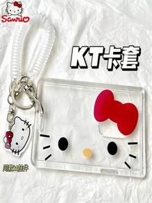 Sanrio 1 pieza Titular de tarjeta transparente de Hello Kitty de Sanrio, adecuado para tarjetas de identificación, tarjetas de comida, tarjetas de control de acceso, tarjetas de campus de ascensor, tarjetas de autobús, certificados de trabajo y credenciales