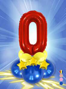 12 Stücke/Set rote große Zahlen 0-9 Ballons, Stern Ballons, Geburtstags Deko Ballons, blaues und gelbes Ballonset, geeignet für Geburtstag, Party Deko, Jahrestag, Abschluss, Vatertag Deko Geschenke