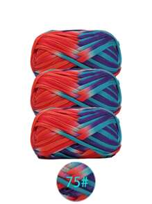 3 pièces Ruban de satin en polyester, environ 300g, mélange multicolore de fil doux en tissu - pour pantoufles au crochet DIY, sacs, panier de rangement (design d'emballage assorti)