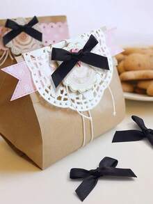 50 piezas/Paquete Lazos de cinta de colores, decoración para envolver regalos, decoración para tarjetas hechas a mano, accesorios para el cabello, lazos para globos, decoración para bodas y fiestas, decoración de habitaciones, decoración del hogar - Negro - Negro - Ver 4