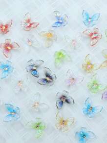 30 pezzi/confezione Decorazioni per unghie 3D in resina traslucida colorata a forma di farfalla, accessori fai-da-te