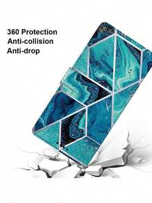 PU Leather Protective Phone Case For Honor, Wallet Design, Rock Texture Painting Pattern, Stand Function, Lanyard Included, Suitable As Gift - Multicolor - View 3