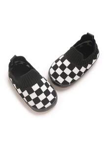 春秋季软底防滑婴儿鞋 0-12 个月，透气防滑室内/室外幼儿男童鞋 - 黑色 - 查看 4