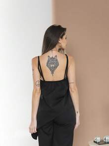Asymmetric Blouse Set With Elegant Palazzo Pants C3142 - Black - View 6