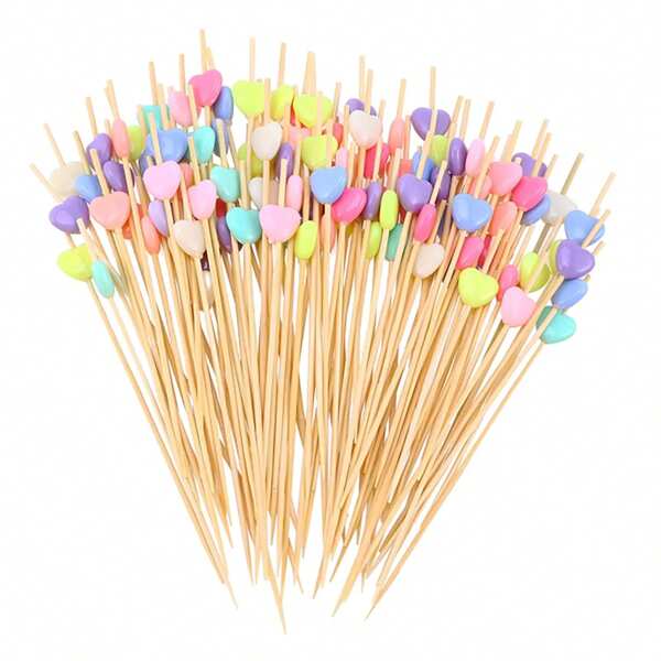 200/100/50/10 piezas de Brochetas de bambú creativas para barbacoa, frutas, adecuadas para BBQ al aire libre, picnic, decoración de postres, hamburguesas, cócteles, fiestas