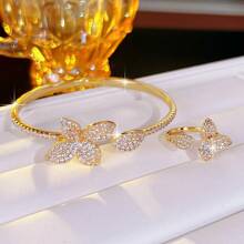 1 pulseira aberta de zircônia cúbica incrustada, elegante e versátil
