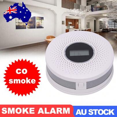 Alarm And Carbon Monoxide Detector (CO) Combination LCD & LED Flash Light Wireless Interconnected Photoeletric Heat Alarms Fire