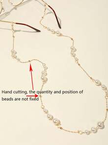 1 pièce Chaîne de lunettes femme à la mode en métal et faux perle, chaîne de décoration de lunettes de soleil en silicone antidérapante de style, accessoire de lunettes pour femmes, chaîne de lunettes pour filles, sangle anti-glissement pour lunettes - Doré - Voir 5