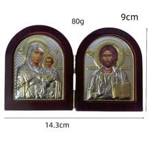 Icône en bois de Jésus Statues doubles de la Vierge Marie Décoration religieuse Cadeau de Noël, de Pâques, pour la maison, la culture, l'église