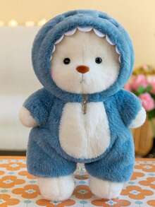 1PC Cute Dress Up Dress Up Teddy Bear Doll, Joint Movement Change Position Teddy Bear, Dinosaur Shark Lamb Dress Set, Girl Birthday Party Gift, Christmas Gift, Gift Bag