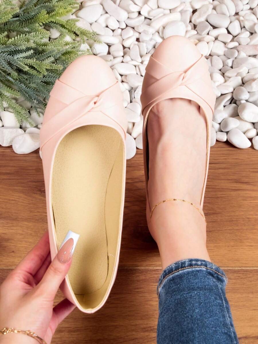 Zapatos Planos Casuales Para Mujer, Zapatos Planos Con Diamantes De Imitación A La Moda Para Mujer, Zapatos de mujer tipo bailarina, adecuados para combinar a diario para vacaciones de verano, rebajas de verano, básicos elegantes para negocios casuales, elegantes para Navidad, Año Nuevo y otoño - Beis - Ver 1