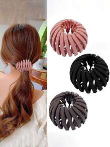 3 Stücke/Set Elegante Damen Haarspangen mit Leopardenmuster und Kristallen, Glitzer Haargummis, rutschfeste Kristall-Griffe, bohemian-chic Haarspangen, Haarknoten-Maker, Haarstyling-Pins, Haarverlängerung, Haarstifte