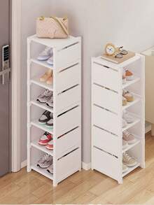 1 件黑白多层鞋架，3/4/5/6/7 层鞋子收纳柜，防尘鞋盒，家用大容量鞋子收纳盒 - 白色 - 查看 2