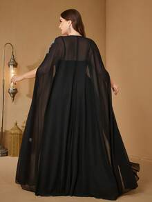 宝石镶嵌露肩连衣裙和长袍二合一奢华亮片镶嵌长款晚礼服