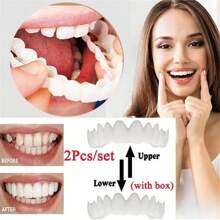 4Pcs Comfort-Flex White Cosmetic Teeth Cover, Perfect Smile Enhancing Veneers Upper & Lower Teeth For Daily Wear