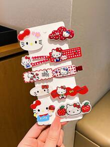 Sanrio 10 piezas de Clips para el cabello de Hello Kitty de Sanrio, accesorios para el cabello infantil, dulces y encantadores de plástico con estampados de colores variados, adecuados para amigas, novias, regalos de cumpleaños, accesorios de playa de verano, accesorios para niñas, cuellos para niñas, aptos para el uso diario y regalos festivos para amigos