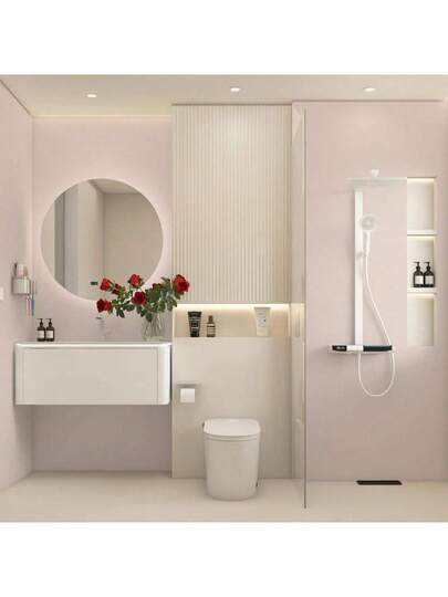 Roll Verlichting Roze Home Stick Wallpaper Roll, Waterproof Vinyl Contact Paper Living Room Stickers ,Cabinets Kitchen Wand Stickers,Peel view 6