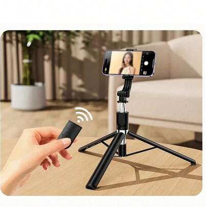 1支1700mm无线自拍杆三脚架，可伸缩折叠独脚架，适用于智能手机，直播稳定，带遥控器，兼容和安卓手机