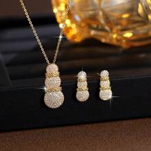 1 Set de joyería de moda para mujer, collar de circonita cúbica y cristal nuevo con pendientes a juego, accesorios de vestir chapados en oro con diamantes completos