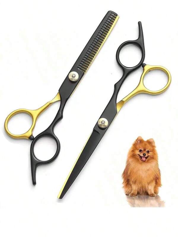 1pc Pet Grooming Scissors With Round Tip, Gently Trim Pet Hair And Less Harmful, Includes Pet Comb For Thinning Hair