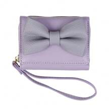 1pc Korean Style Bow Design Short Wallet Fashion Minimalist PU Leather Tri-Fold Coin & Card Purse Suitable For Girls Women Office Ladies Great For Work Business Trip Commuting Outing Travel