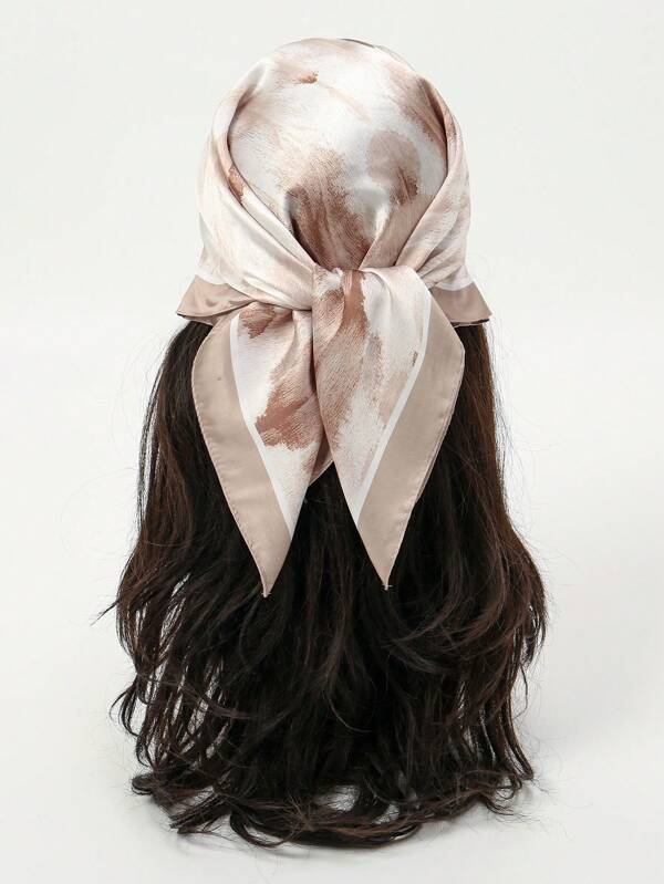 مندّيل مربع بطباعة زهور مقاس 70*70 سم، متعدد الاستخدامات للنساء كحزام الخصر، اكسسوار الشعر، شريط الرأس، وشاح للرقبة، موضة الربيع الجديدة