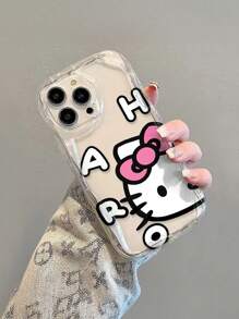 Sanrio Minimalist Big Face Hello Kitty IPhone Case Compatible With IPhone 11/12/13/14/15/16 Pro/Pro Max/Plus, Clear Soft Shell With Oversized Graphic, Stylish Protective Case For Daily Use