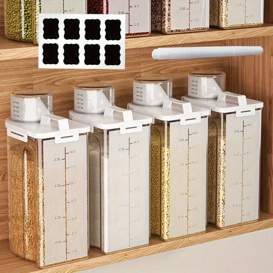 4Pcs 2.5L Sealed Food Storage Container With Lid - Moisture And Leak Proof For Cereals, Nuts, Flour, Rice - Portable Kitchen Organizer - 4pcs - 查看 1