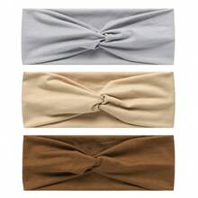 3 件男女通用时尚百搭彩色纯色交叉头带,多功能运动/瑜伽吸汗带,波西米亚风优雅街头风格发饰 - 彩色 - 查看 13