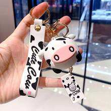 Cartoon Silicone Cows Car Keychains Creative Cute Animal Milk Cow Pendant Car Keychains Car Bag Accessories Jewelry Christmas Gifts - Multicolor - View 8
