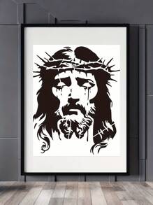 1pc Jesus Artistic Human Portrait Stencils, 11.81*8.19 Inch, Durable PET Craft Templates For Painting, Tattoo Stencil, Home Decor - Wall Art, Art Supplies, Henna Stencils,Craft Supplies,Art Crafts For Adults,Back To School,School Supplies