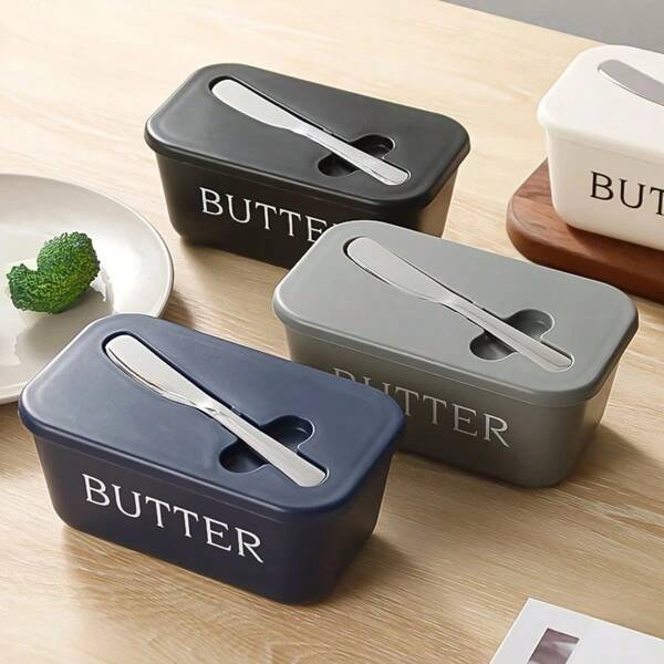 DEHOV PP Butter Dish With Knife - Large, , Easy To Clean Butter Keeper, Countertop Butter Container - Perfect For Home Use, Freshness | Stylish Design | Plastic