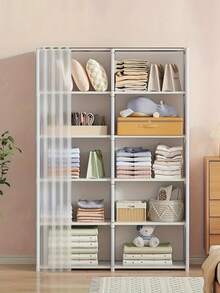 1pc Multi-Layer Dust-Proof Wardrobe,Combination Storage Cabinet,Space-Saving Storage Cabinet For Bedroom & Rental Apartments Compact Closet Organizer With Shelves - Multicolor - View 4