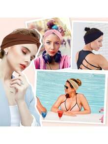 3 件男女通用时尚百搭彩色纯色交叉头带,多功能运动/瑜伽吸汗带,波西米亚风优雅街头风格发饰 - 彩色 - 查看 10