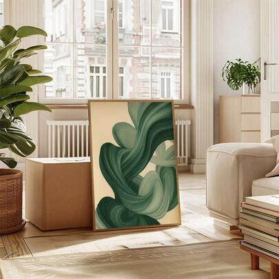 1pc/Set Vintage Abstract Green Art Aesthetic Canvas Poster Print, Retro Canvas Wall Art, Suitable For Living Room, Bedroom Home Decor, Frame Not Included