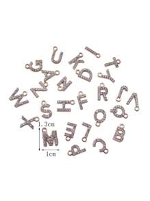 26pcs/Set A-Z Initial Crystal Alloy Charms Pendants For DIY Jewelry Making, Women Earrings, Necklaces, Craft Accessories