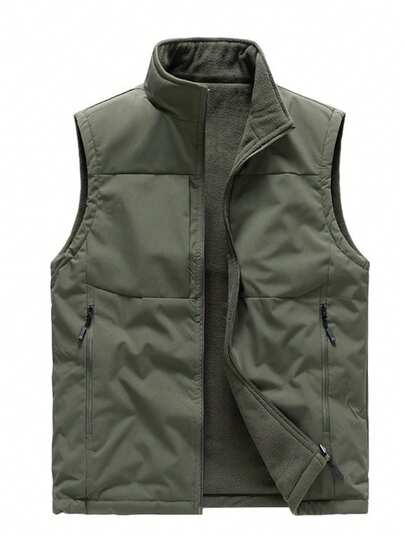 男士冬季加厚棉背心，户外运动休闲日常穿着，时尚纯色