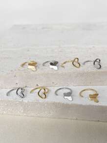 2 Stücke Edelstahl Nasenringe/Lippen-Ringe mit Herzform und Schmetterling, goldener Schmuck für Damen, Sommer Schmuck