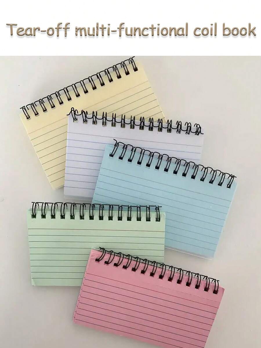 1/4pcs Minimalist Thickened Tear-Off Multi-Functional Wire Spiral Notepads, Candy Colors Horizontal Lines Students Portable Memo Pads, Index Cards, Grid Scrawl Revision Cards, Suitable For School, Office, Study, Memory, Sticky Notes, Back To School Supplies, Day Gift
