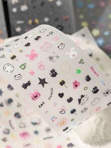 1 Roll Cute Small Piggy Handwritten Stickers, Suitable For Scrapbooking, Nail Art, Gifts, Office, Home, Marking, Labels, Classroom, Toys, Student Journaling, Creative Retro Sticker Decor DIY Supplies, Rainbow Gummy Series,School Supplies,Back To School