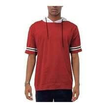 Short Sleeve Hooded Shirt - Red - View 1