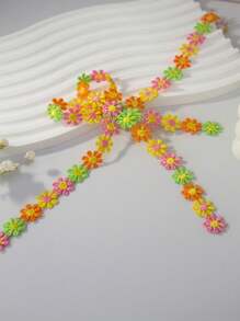 1pc Colorful Daisy Bowknot Choker Necklace, Versatile For Women, Summer