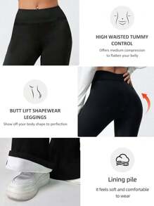 1pc Women's Outdoor Sports Winter Thermal Lined Leggings, Elastic Waist Skinny Fit Pants