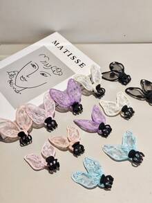 12pcs Bunny Design Polka Dot Bow Faux Pearl Princess Hairpin, Sweet And Cute Side Bangs Hair Clip Accessories Hair Claws Claw Clips Hair Clips Hair Jaw Clip Hair Clamps Hair Clutch Hair Claw Clip Fall Winter Hair Accessories For Women For Vacation Outfits Woman Summer Outfits, Travel, Birthday - Multicolor-12pcs - View 2
